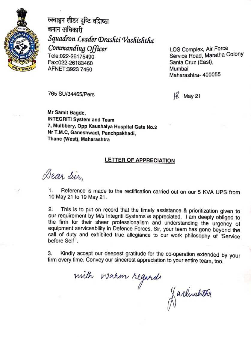 Appreciation Letter